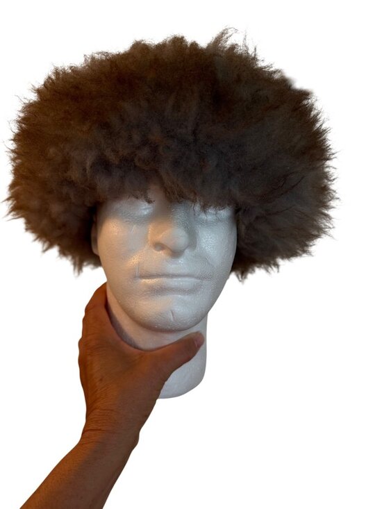 The Leather Works Womens Aspen Sheep Skin Pillbox Hat Size Large Round Winter